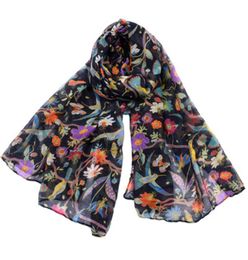 Fashion Animal Print Visecose Kerchief Islam Muslim Hijab Female Winter Soft Cotton Linen Hummingbird Print Warm scarf Shawl N206250329