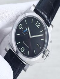 PAM 1312 Mens Automatic watches 44mm black Colour dial seagull 2555 Mechanical leather belt AISI 316L fine steel luminous2401538