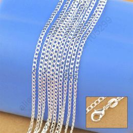 S925 Sterling Silver Plated Necklace Genuine Chain Solid Jewellery for women 16-30 inches Fashion Curbwith Lobster Clasps Shipp239B