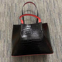 Fashion Bag cabata designer totes rivet genuine leather Handbag composite handbags famous purse shopping bags Black White For girl275f