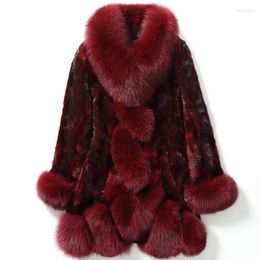 Women's Fur Winter Imitation Mink Coat Women Mid-Length Collar Thick Warm