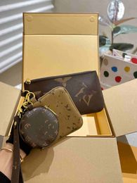 New Luxury Designer Bag Three piece Set Casual Clutch Handbag Coin Purse Storage Wallet Women Handbag Men Wallet