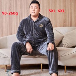 Men's Sleepwear 2023 5XL 6XL Warm Men Winter Fleece Pyjamas Man Thick Flannel Pyjama Set Velvet Nightwear Home Cloths Pyjama Pijama