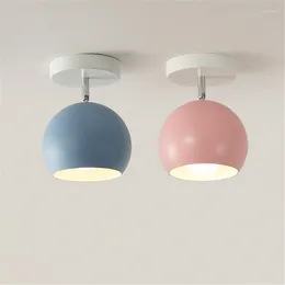 Ceiling Lights Multicolor Rotatable LED Lamp Creative Round Iron Macaron E27 Light For Indoor Aisle Apartment El Cafe Bar