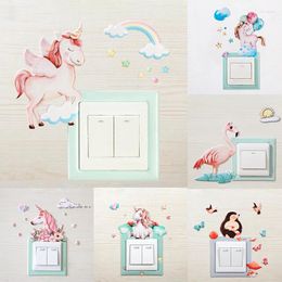 Wall Stickers 1Pcs PU Leather For Switch Outlet 3D On-off Protective Cover Household Cartoon Animal Luminous Sticker Kid Room Decor