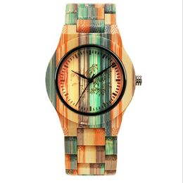 SHIFENMEI Watch Colorful Bamboo Atmosphere Watches Natural Ecology Carbonization Simple Quartz Wristwatches257w