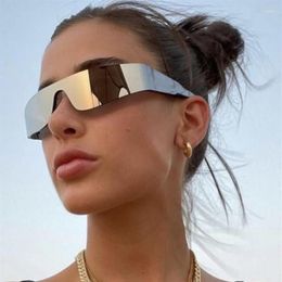 Sunglasses 2000S Aesthetic Y2K Men One Piece Sports Sun Glasses Women Vintage Wrap Around Shades Fashion Punk Goggle Eyewear280r