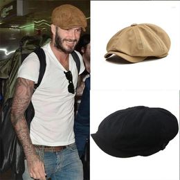 Berets Retro British Style Sboy Cap Ivy Hat Men Cotton Ascot Caps Khaki Male Spring Summer Vintage Brand Octagonal Flat