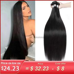 Lace Wigs Modern Show Brazilian Straight Hair Bundles 3/4 Pcs Straight Hair Bundles 30 32 Inch Remy Hair Weave Natural ColorL240124