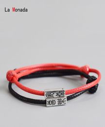 925 Sterling Silver Couple Bracelet Red Line Thread For Hand String Rope Jewellery Bracelets For Women Black Vintage Chinese Lucky3699209