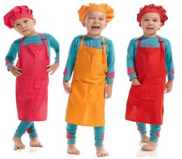 Printable customize LOGO Children Chef Apron set Kitchen Waists 12 Colors Kids Aprons with Chef Hats for Painting Cooking Baking 46096319