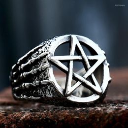 Cluster Rings Beier 2023 Updated Design Stainless Steel David Of Star Ring Top Quality Punk Skull Dragon Claw Pentacle Fashion Jewelry
