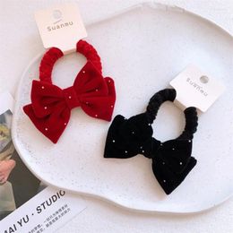 Hair Accessories 2023 Autumn And Winter Children Ponytail Korean Sweet Girl Fashion Velvet Bow Circles Headwear