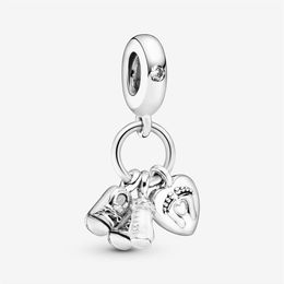 New Arrival 100% 925 Sterling Silver Baby Bottle and Shoes Dangle Charm Fit Original European Charm Bracelet Fashion Jewellery Acces187t