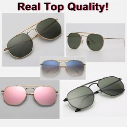 New 2019 Hexagonal Sunglasses uv400 glass lense 3648 metal square sun glasses for men women brand design glasses with all original234T