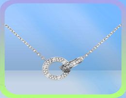 Luxury Jewellery Designer necklaces screw diamond double circle Love necklace for couples platinum gold Rose pendant Stainless Steel3488455