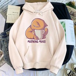 Women's Hoodies Cute Printed Hooded Sweatshirts Women Plush Loose Casual Pullovers Big Pockets Autumn Winter Cartoon Coats