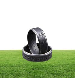 316L Stainless steel Odin Norse Viking Amulet Rune Fashion Style MEN and women fashion words RETRO Rings Jewellery with wooden box P1114633