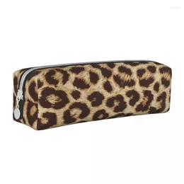 Cosmetic Bags Lovely Leopard Print Fur Look Texture Pencil Cases Pencilcases Pen Holder For Student Big Bag School Supplies Zipper
