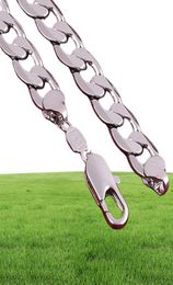 10mm Wide Solid Curb Chain 18K White Gold Filled Classic Style Polished Mens Necklace Jewellery 24 Inches5801741