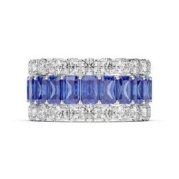 Bread Diamond Ring s925 Silver Materials Luxury Full Iced Ring Fashion Jewellery Whole Set Diamond Shine Cubic Zirconia168G