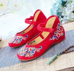 Dress Shoes Spring Autumn Shallow Mouth Chinese Style Cheongsam Round Toe Canvas Embroidered Cloth