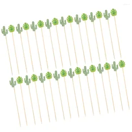 Cake Tools 200 Pcs Cupcake Decorations Wooden Food Toothpicks Fruit Party Leaf Cactus Cocktail Decorative