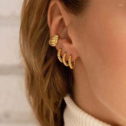 Hoop Earrings 2023 Trendy Gold Colour Twisted For Women Fashion Metal C-shaped Small Circle Huggie Ear Buckle Jewellery
