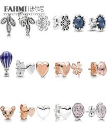 FAHMI 100 925 Sterling Silver Hearts Ladybird Lioness Garden Midnight Star Leaves Air Balloon Women Charm Fashion Jewelry3379966