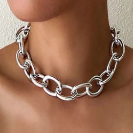 Pendant Necklaces Punk Miami Cuban Choker Necklace Collar Statement Hip Hop Big Chunky Aluminium Gold Colour Thick Chain Necklace Women Jewellery 231211