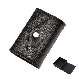 Card Holders Black Accordion Design Men Women With Button For Travel Compact Size Soft Insert Sleeves Holder Durable Multi Slots