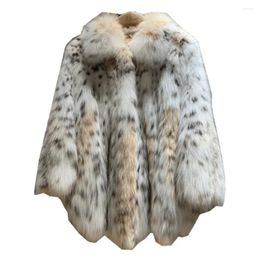 Women's Fur Leopard Print Faux Coat Women 2023 Autumn And Winter Mid-length Imitation Jacket