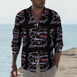 Men's Casual Shirts Hairdresser Men Occupation Shirt Long Sleeve Novelty Harajuku Blouses Spring Graphic Clothes Plus Size 3XL 4XL