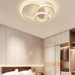 Modern Rings LED Chandeliers Lighting For Bedroom Living Room White Black Coffee Ceiling Lights Fixture Lamps AC90-260V MYY248u
