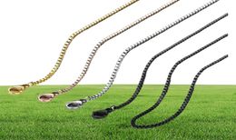 Stainless Steel Box Chain Necklace 15mm 1832 inches Silvergoldrose goldblack Whole Jewellery for womenmen6997694