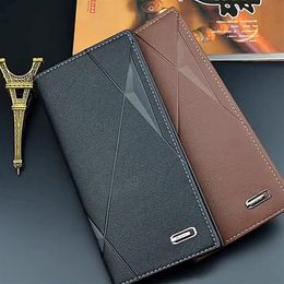 Wallets Men'S Wallet Long Thin Youth Soft 3 Fold Multi-Card Slot Large-Capacity Embossed Fashion216v