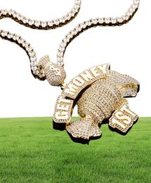 Hip Hop Jewellery Mens Iced Out GET MONEY Candy Pendant Christmas Gift Luxury Designer Necklace Diamond Rapper Bling Tennis Chain Fa1520638