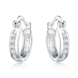 Hoop Earrings 925 Sterling Silver Exquisite Zircon Crystal Round Woman Christmas Valentine's Day Glamour Jewelry Fashion Gift