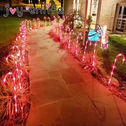 5 10pcs Outdoor Christmas Candy Cane Pathway Lights Christmas New Year Garden Home Decorations Marking light Navidad xmas Lights 2212u