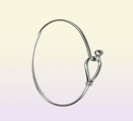 whole 12pcs lot stainless steel Silver Adjustable Bangle Bracelet Fashion Simple design thin wire cuff bangle Jewellery findings8817552