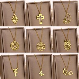 Pendant Necklaces Fashion Stainless Steel Cross Octet Butterfly Gold Color For Women Banquet Clavicle Gift Jewelry