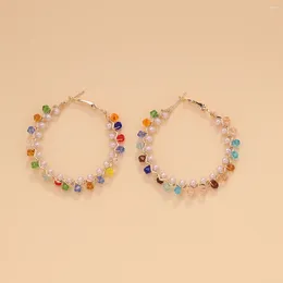 Hoop Earrings BLIJERY Sweet Simple Multicolor Beads Brincos Handmade Braided Circle For Women Jewellery Gift