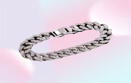 New Fashion Luxury 12mm Iced Out Cuban Link Chain Bracelet for Women Men Gold Silver Color Bling Rhinestone Bracelet JewelryEBXQc4197637