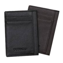 GUBINTU Genuine Leather Men Slim Front Pocket Card Case Credit Super Thin Fashion Card Holder trave wallet tarjetero hombre277x