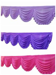 6m Ice Silk Swag Drape Valance Fir For Backdrop Curtain Table Skirt Wedding Stage Background Curtain Decoration2977794
