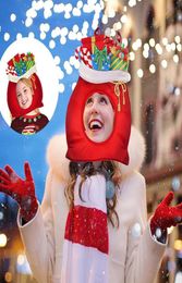 Party Hats Red Green Christmas Tree Lucky Bag Gift Box Funny Hat Novelty Plush Kawaii Cute Xmas Santa Claus Cap Theme Favors9481131