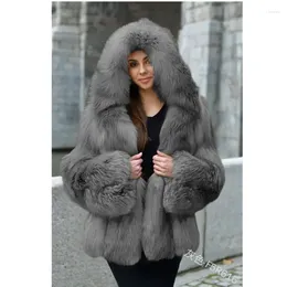Women's Fur Long Sleeve Hooded Warm Mid-Length Y2K Coat Outwear Women Jackets Winter Keep Fashion
