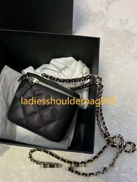 Women Crossbody Bags Shoulder Designer Luxury Mini Portable Box Cosmetic Lipstick Bag Sheepskin Black Ladies Fashion Small Purses Golden Ball Chain