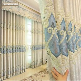 Curtain Luxury European Style Curtains for Living Dining Room Bedroom Luxurious Floor Embroidered Simple Modern Bay Window Villa Shading 231211