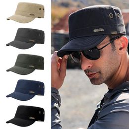 Berets Military Cap Men For Flat Top Hat Vintage Cadet Outdoor Sun Vi-sor Dad Four Seasons